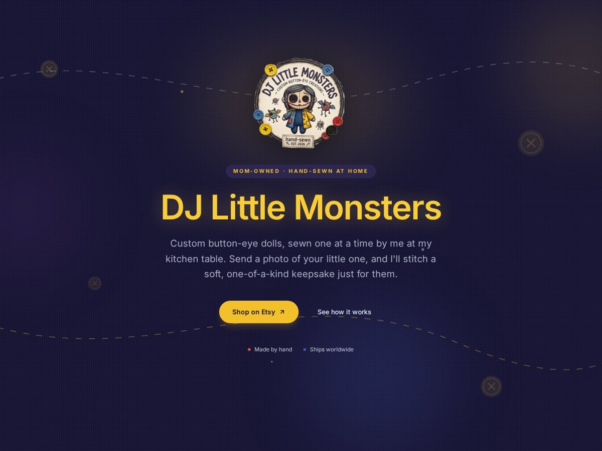 Homepage screenshot of the DJ Little Monsters website
